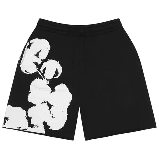 Denim Tears Big Cotton Wreath Sweat Shorts 'Black'