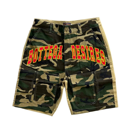 Bottega Desires Camo Cargo Shorts