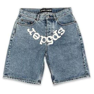 Sp5der OG Logo Denim Jean Shorts